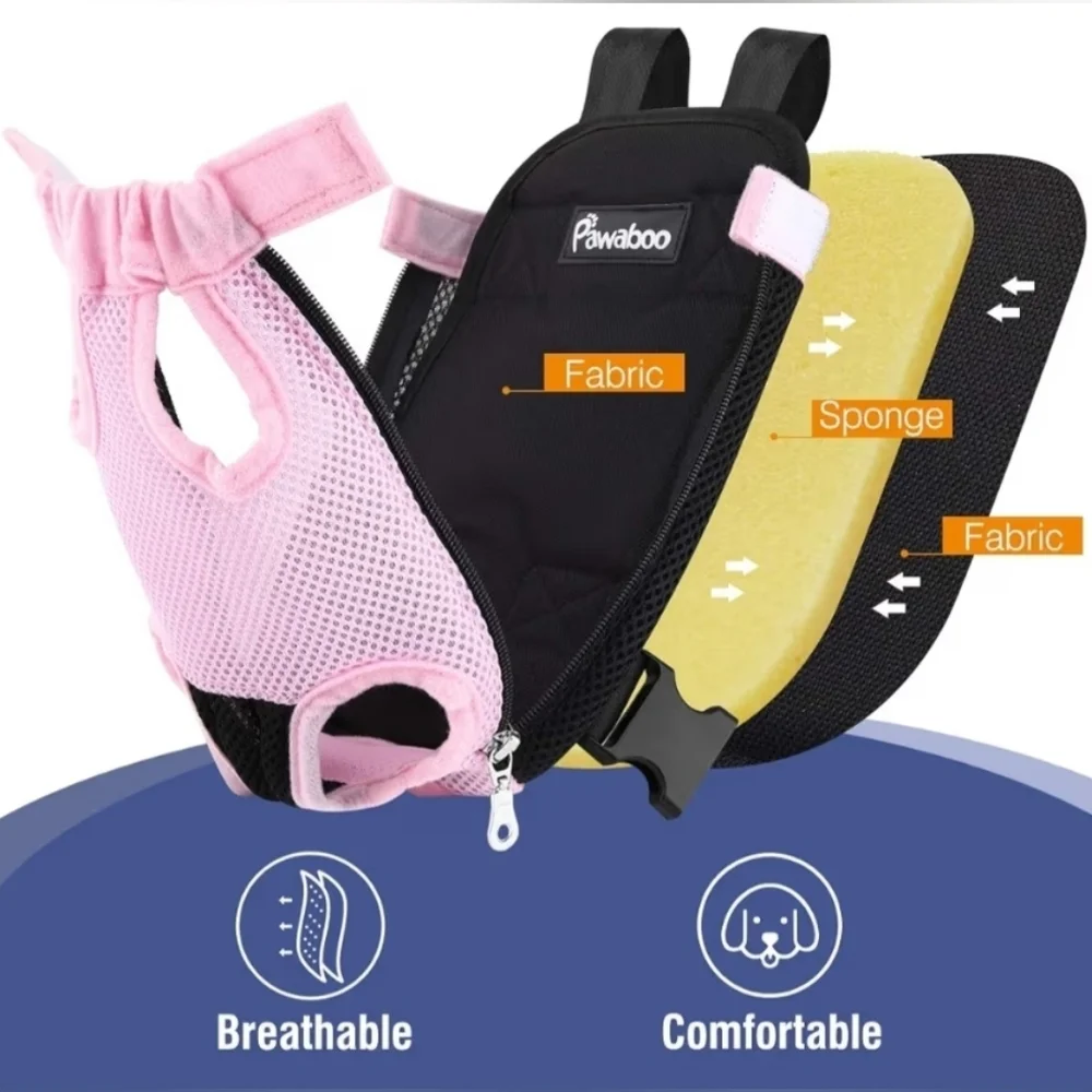 Pawaboo NWT Pink/Black Pet Dog Adjustable Carrier Backpack Size Large | 12-16lbs